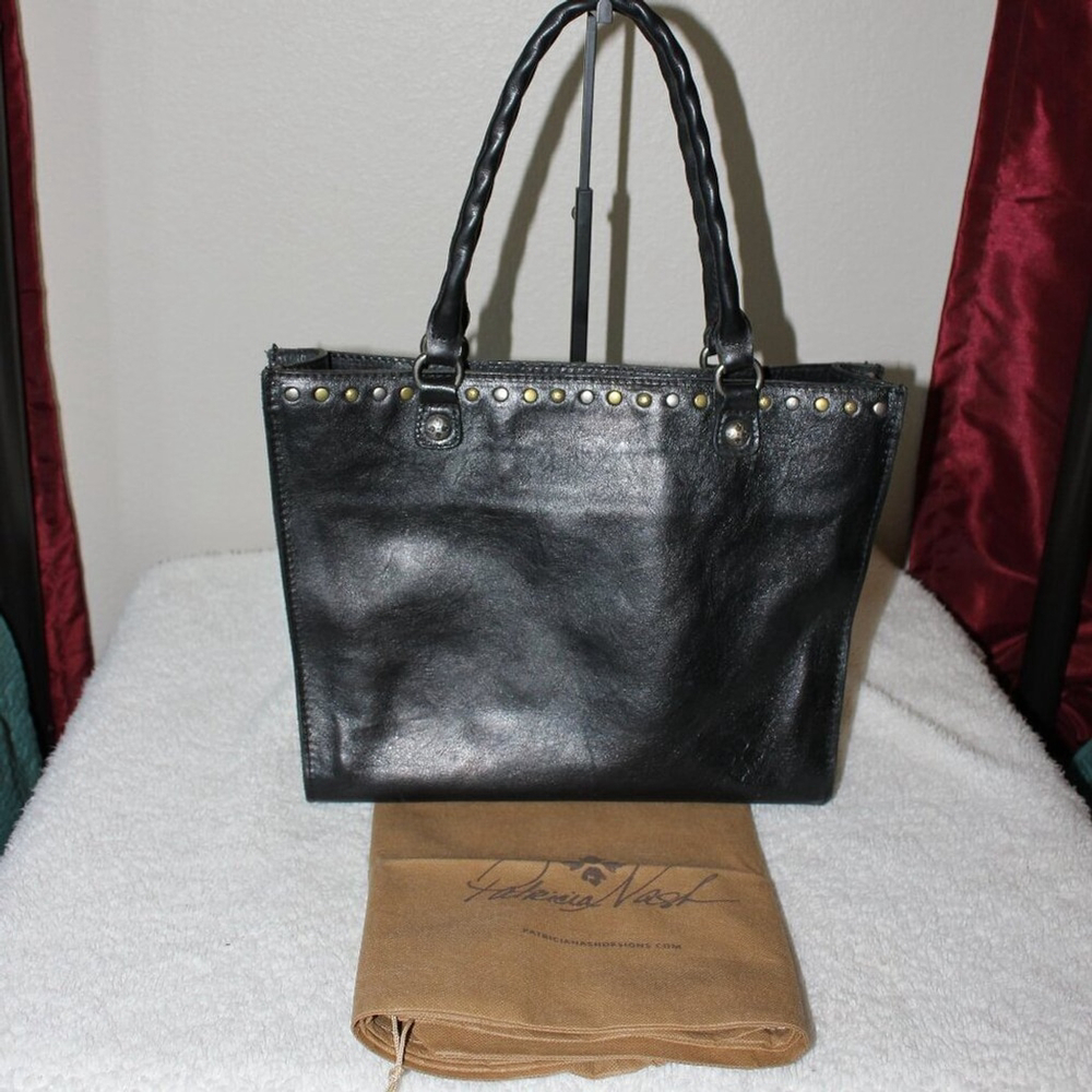 Patricia Nash Black Studded Leather Tote